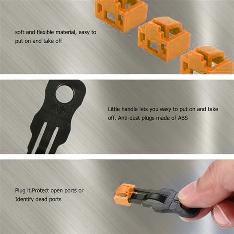 

A24F-500Pcs Orange RJ45 Port Ethernet LAN Hub Anti Dust Cover Plug Cap Blockout Protector With Proprietary Lock And Key