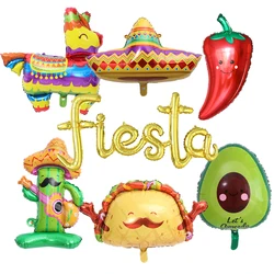 7pcs/set Mexican Carnival Balloons Set Cactus Hat Ornaments Globo Let's Avocado Fiesta Theme Birthday Mexican Party Decorations