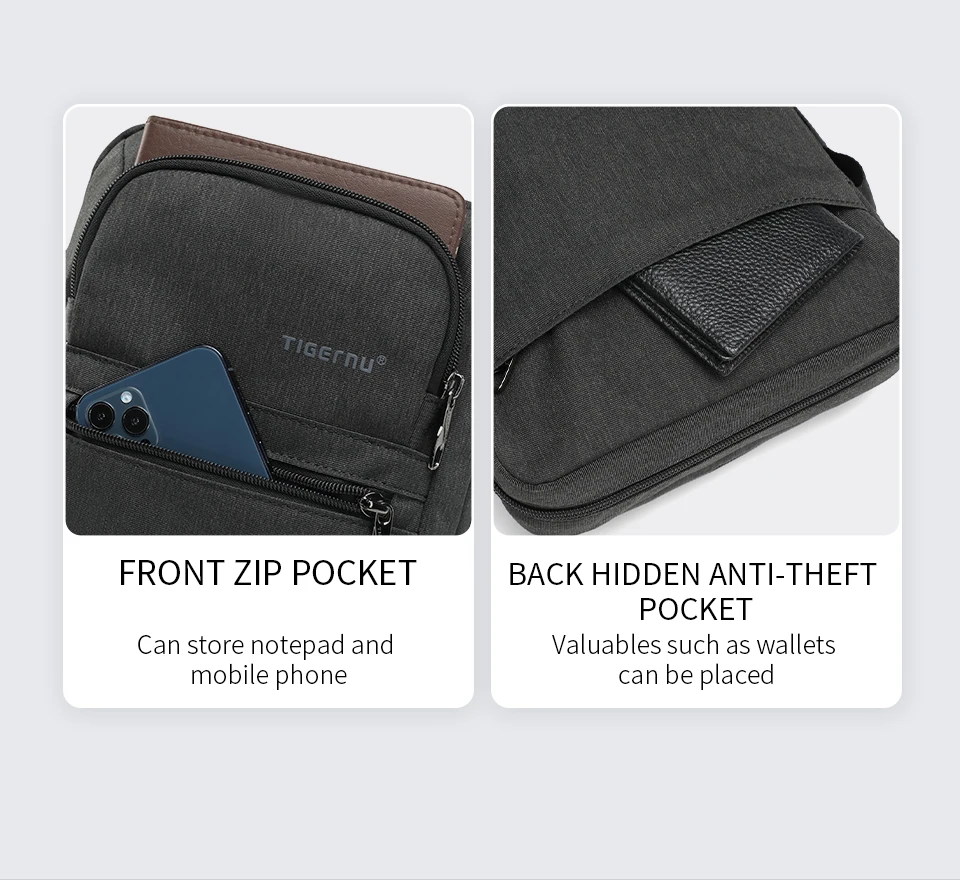 Tigernu Männer Umhängetasche 9,7 zoll IPad Tasche Umhängetasche Für Männer Stoßfest Messenger Tasche Mini Leichte Männer Handtasche – Detail 7