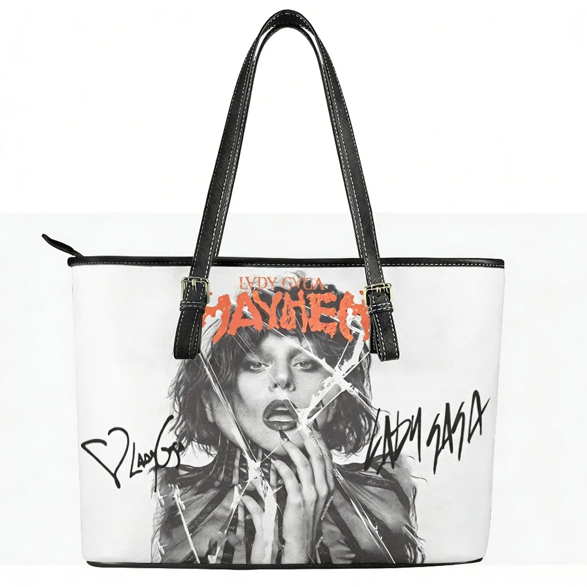 

Lady Gaga Pop Singer Custom Handbag Womens Mens Personalized Tote Bag Shoulder Bag Business Leather Purse Travel Bag Gift
