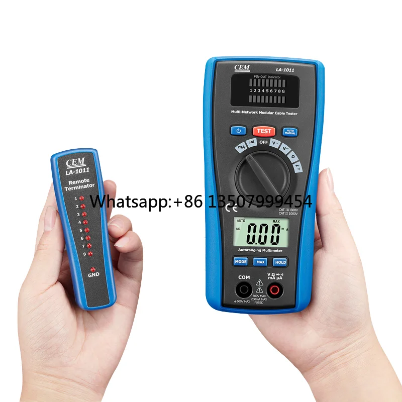 

LA-1011 2-in-1 Digital Multimeter LAN Tester AC/DC Voltage Current Resistance Tester Diode Continuity Measurement 600V 20M