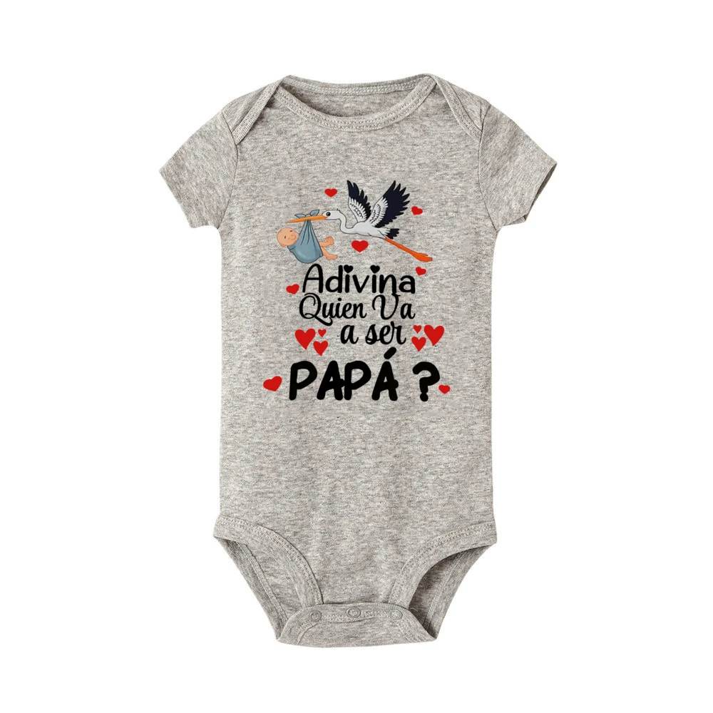 Guess Who Is Going To Be Dad Print Baby Romper Pregnancy Announcement Clothes  Newborn Jumpsuit Infant Reveal Bodysuit for Daddy