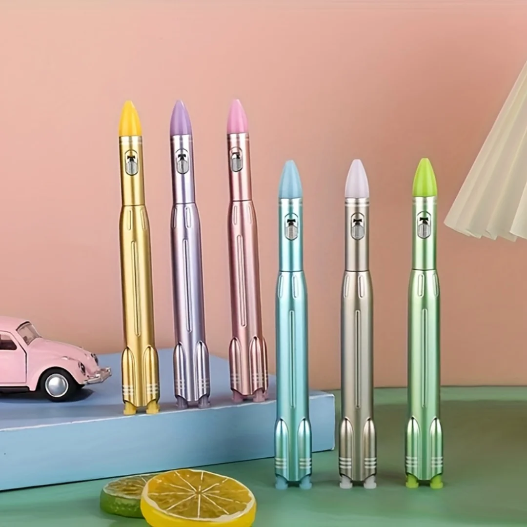 

Креативная гелевая ручка в форме ракеты со светящимся корпусом, светящаяся ручка с мультяшным дизайном для студентов, забавная канцелярская принадлежность для учебы и в качестве приза