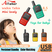 2pcs Mini Toys UHF Gifts Tablet Colorful Fuselage Laptop Two Way Radio Station Walkie Talkie Boys USB Charger Quansheng Baofeng