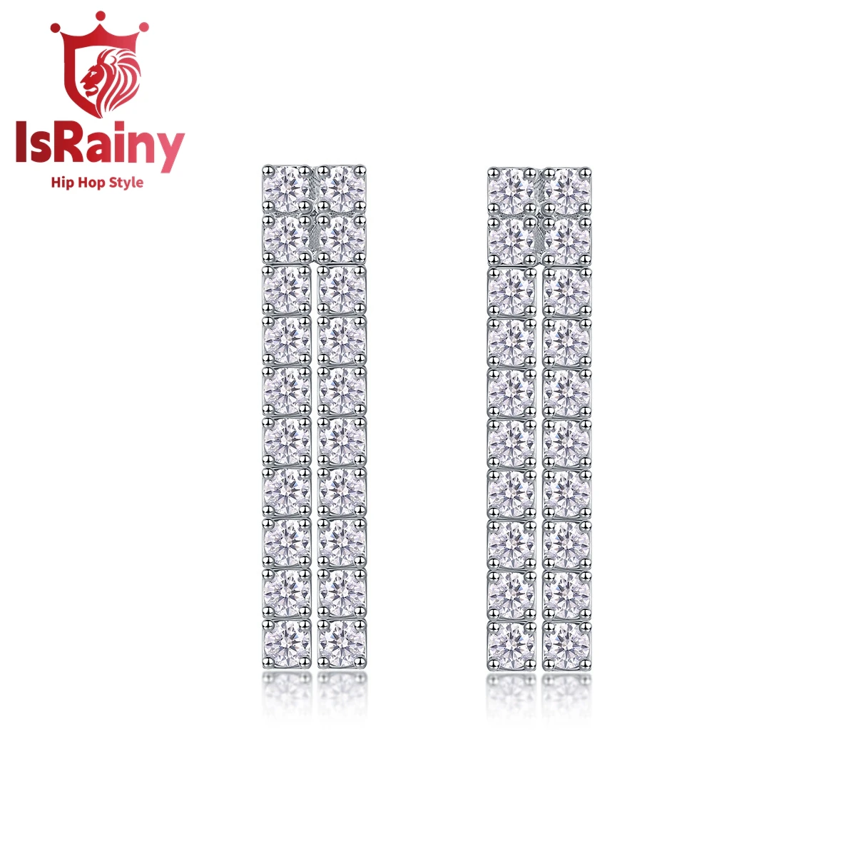 

IsRainy Hip Hop Rock 925 Sterling Silver GRA Moissanite Diamond Wedding Engagement Ear Studs Earrings Fine Jewelry for Women Men