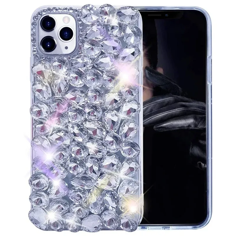 Luxuriöse 3D-Kristall-Diamant-Glitzer-Hülle für iPhone Air 17 16 15 14 13 11 Pro Max Plus 12 Mini 17Pro Damen Mädchen Handyhülle