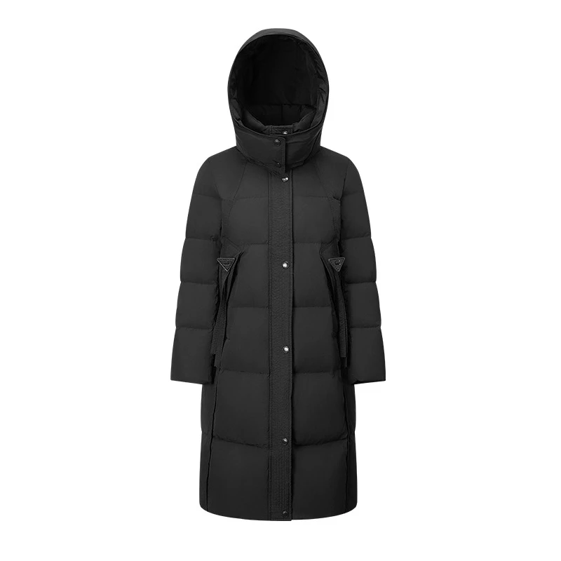 Piumino lungo da donna Chericom 2025 inverno caldo con cappuccio colletto alla coreana piumini solido vintage semplice capispalla femminile Y309136Y