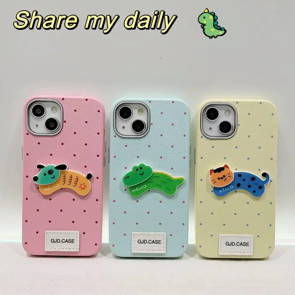 Cute Cartoon Dinosaur Puppy Cat Phone Case for Iphone 11 12 13 14 15 16 Pro Max Hot Sale Soft Kawaii Anti-fall Protective Cover