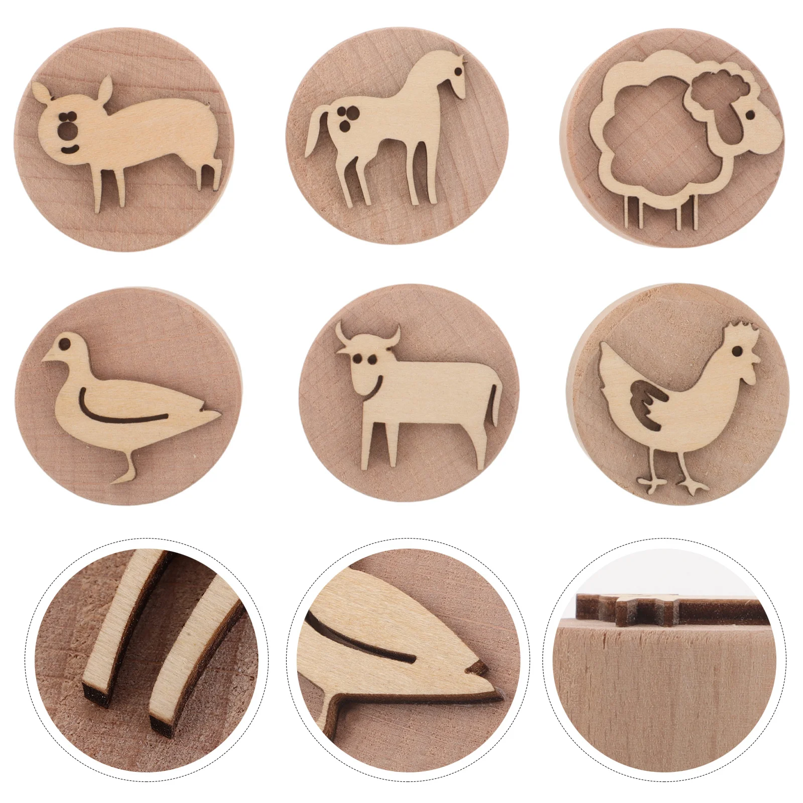 1 مجموعة الاطفال الطين ختم مجموعة لطيف الحيوان الخشب Stamps التنمية المبكرة التعلم عدة ما قبل المدرسة الحرف النمذجة أدوات الاطفال Stampers