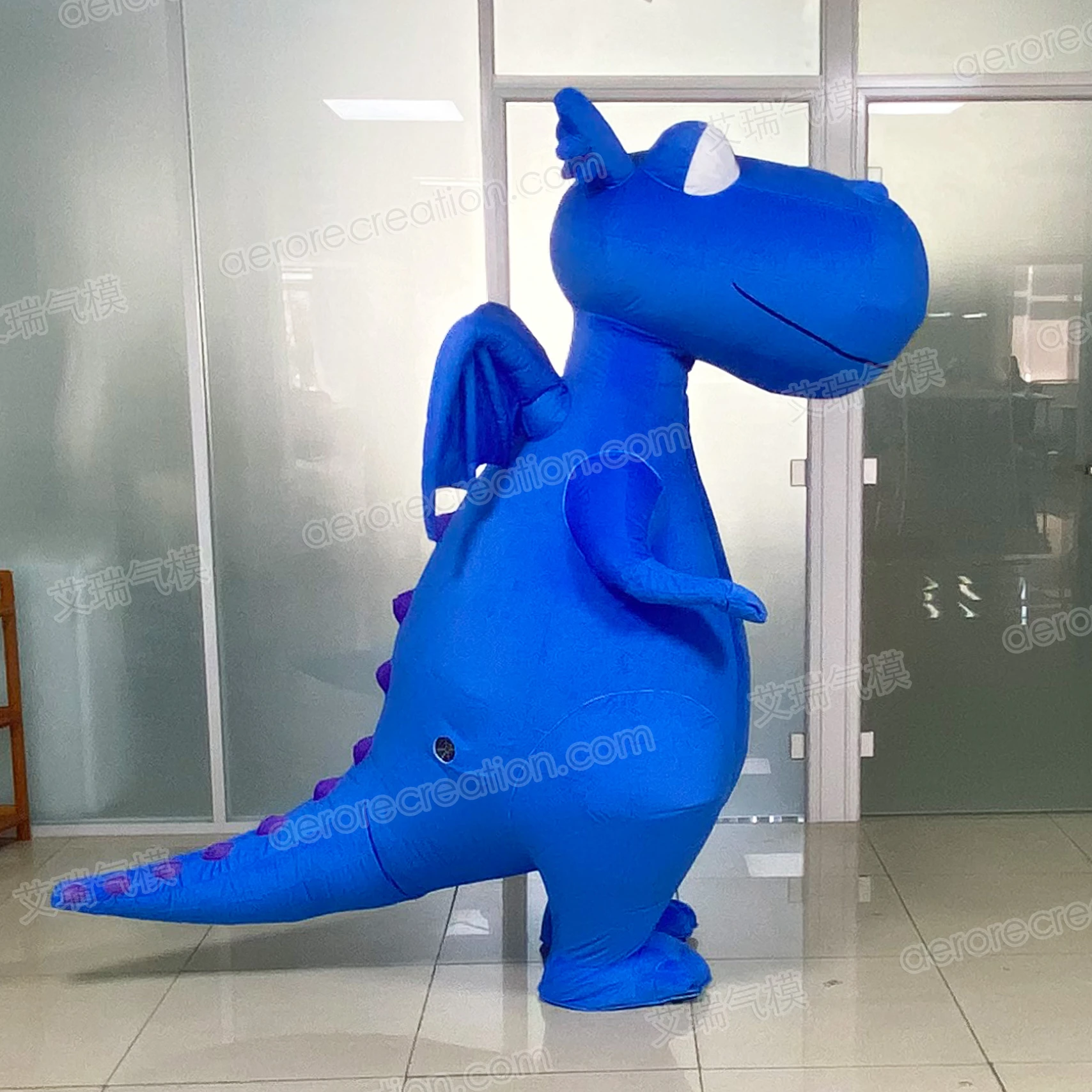 2.1m Advertising Giant Cartoon Dinosaur Inflatable Walking Costume Interactive Moving Dragon Mascot