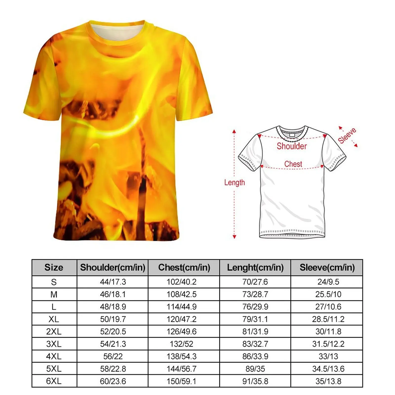 Fire And Flames T-Shirt Abstract Print Fashion T-Shirts Mens Funny Tshirt Summer Short Sleeves Graphic Top Tees 4XL 5XL 6XL