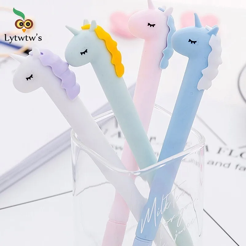 1 Pcs Lytwtw's Stationery Cute Candy Unicorn Gel Pen School Office Cute Kawaii Supply Novel Creative Handle sweet pretty lovely