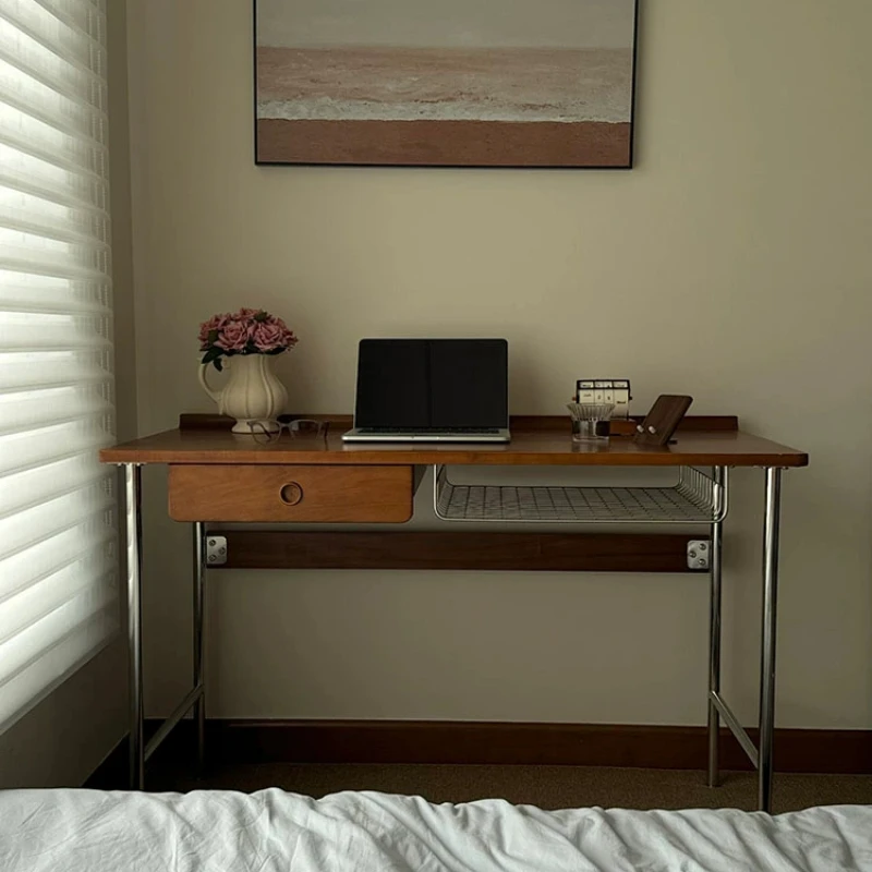 

antique log desk, dresser integrated, bedroom girls solid wood Internet celebrity stainless steel, rectangular table