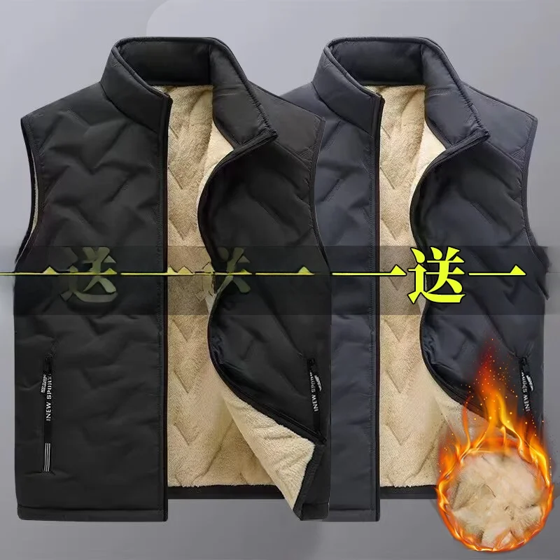 

Thiened Lamb Fur Jaet Bla Workwear Men's Wear Resistant for Autumn And Winter Daily Wear Faion Urban Sle Zipper Clo...