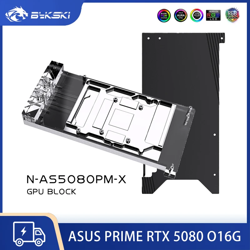 

Блок графического процессора Bykski для ASUS PRIME RTX 5080 O16G, медный охладитель видеокарты, радиатор водяного охлаждения ПК, N-AS5080PM-X