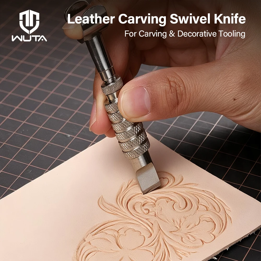 WUTA Leather Carving Swivel Knife Premium Steel Cutter Height Adjustable Handle U-Shaped Anti-slip Carving Leather Craft Tools