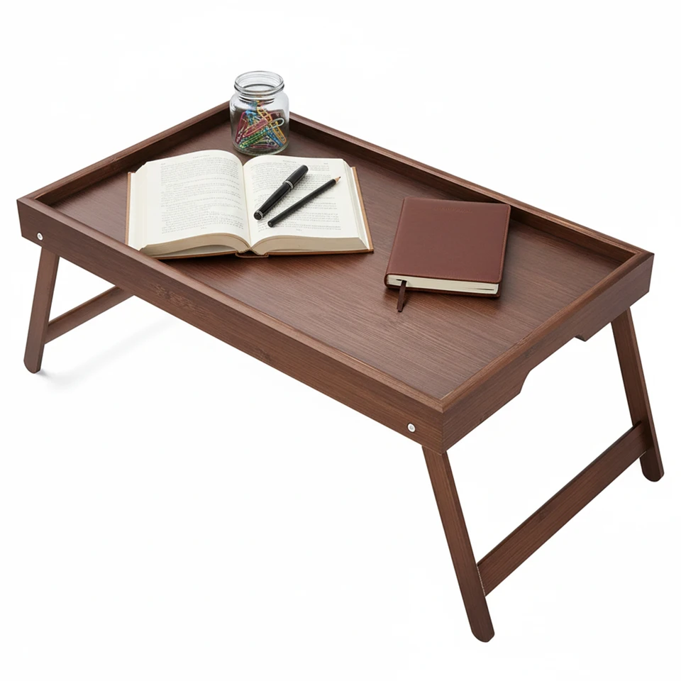 Bamboo Foldable Bed Tray Table for Laptop and Snacks