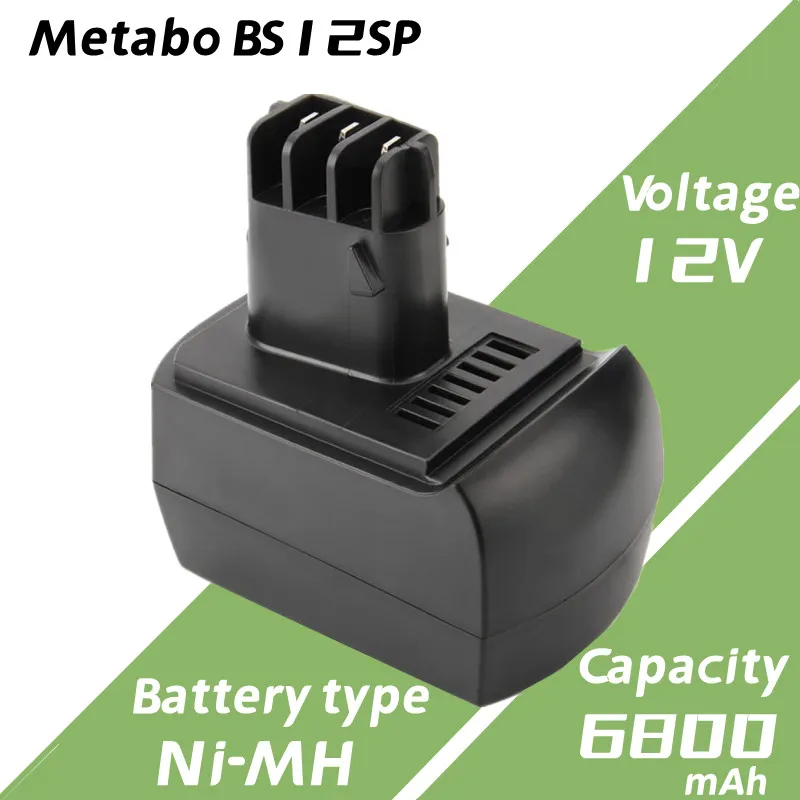 

12V 6800mAh Ni-MH remplacement pour Batterie Metabo BS12SP BSZ12 BSZ12 Premium BZ12SP Ersetzen 6.25473 6.25474 6.25486