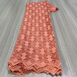 Salouva French Guipure Cord Lace Fabric High Quality Nigerian Water Soluble Lace with Stones For Women Party Dresses Material