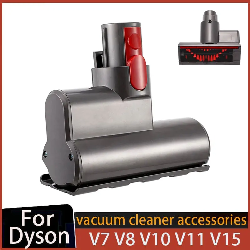 Mini Motorized Tool Brush Head for Dyson V7 V8 V10 V11 V15 Cordless Stick Vacuum Cleaner Mite Removal Suction Head Replace Parts