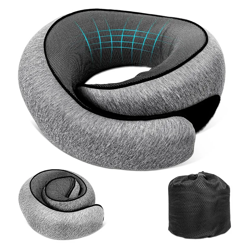Almofada de Pescoço em Espuma Viscoelástica em Formato de U para Viagem, Portátil, para Descanso, Avião, Tipo U, para Dormir em Aviões e Escritório
