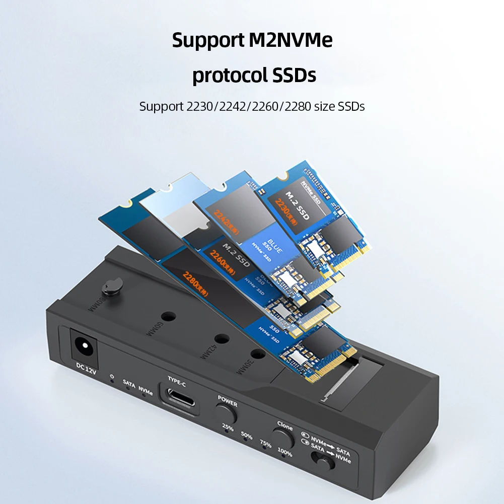 

Док-станция M.2 NVMe для HDD, 10 Гбит/с, Type-C, 3,1 дюйма