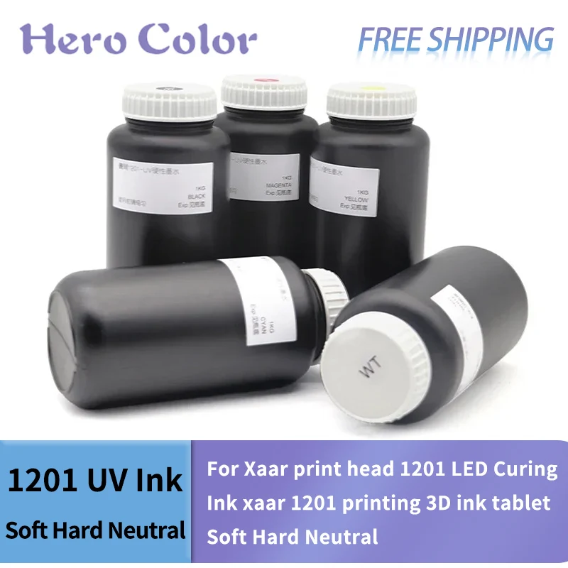 1000ml/Bottle Compatible For Xaar UV Ink For Xaar print head 1201uv ink xaar 1201 printing 3D ink tablet Soft Hard Neutral Led