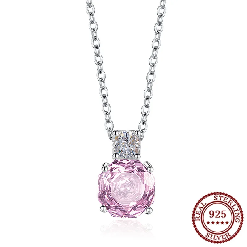 

Стерлингового Серебра 925, розовый высокоуглеродистый бриллиант, роза тысячелетия, модное восьмиугольное кольцо, серьги, кулон, комплект из трех предметов