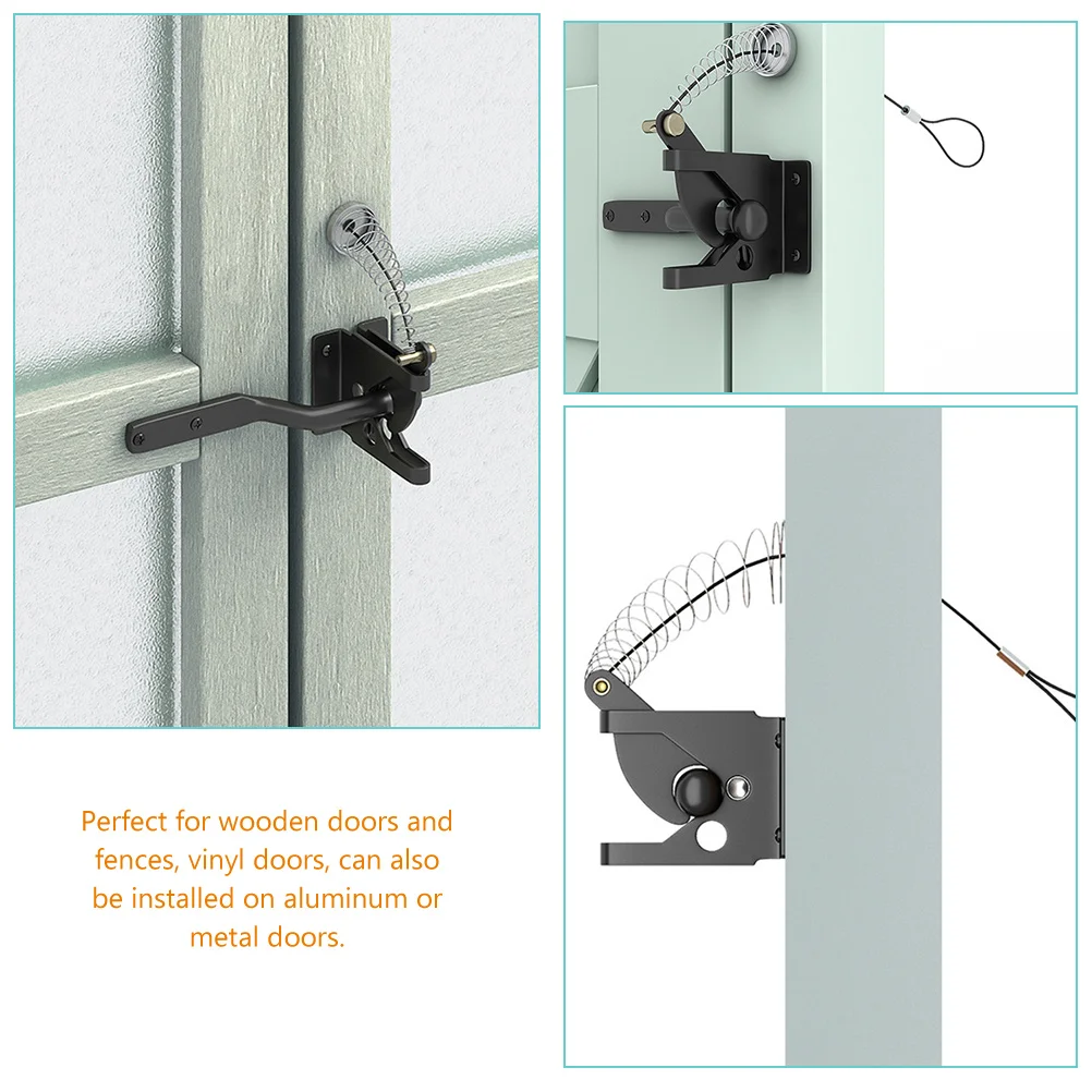 

1 set 1 Set Spring Loaded Gate Latch Heavy Duty Security Lock For Wooden Metal Fences Vinyl Garage Bathroom Pool Barn Door Latch
