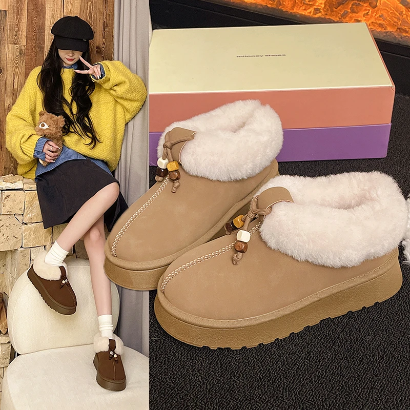 

Women's Thick Soled Snow Boots Winter Ankle Boots Warm Short Plush Women's Designer Shoes