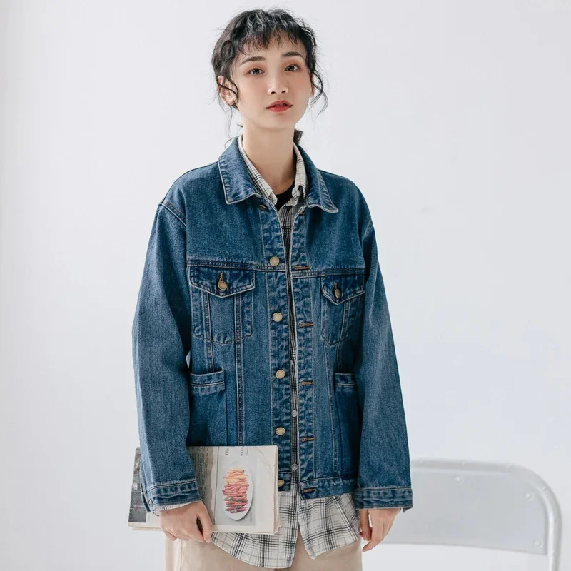 

Women Basic Denim Coats Spring Autumn Long Sleeves Pockets Women Denim Jacket Female Jeans Jacket Casual Cowboy Outwear