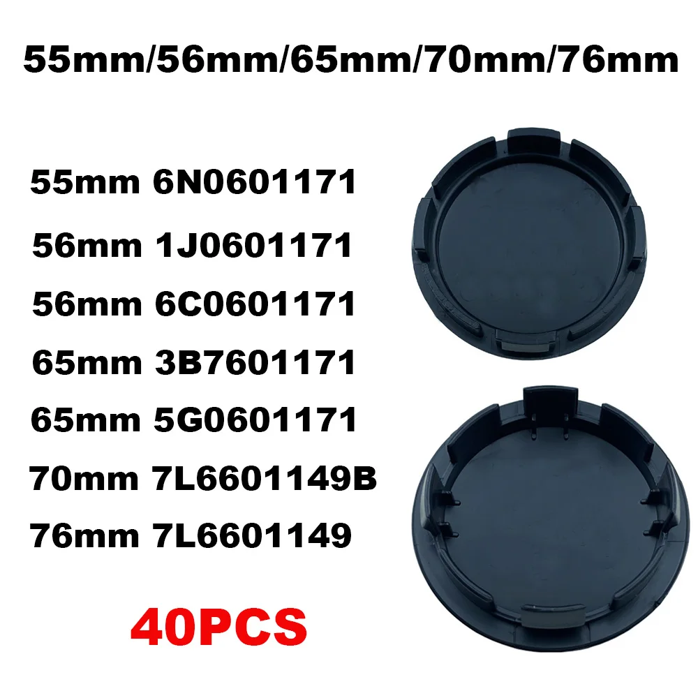

40 шт., 55 мм, 56 мм, 65 мм, 70 мм, 76 мм, колпаки центра колес автомобиля, крышка ступицы для Jetta MK5 Golf Passat, Стайлинг 3B7601171 1J0601171