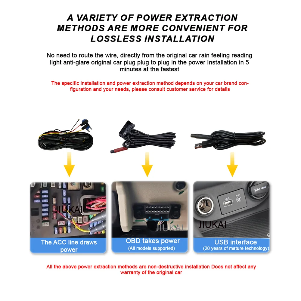 For Customization Plug And Play Power 8 Pins OBD SUB Cable Just Use Car Dvr Video Recorder Dash Cam Camera (Not Support Return)