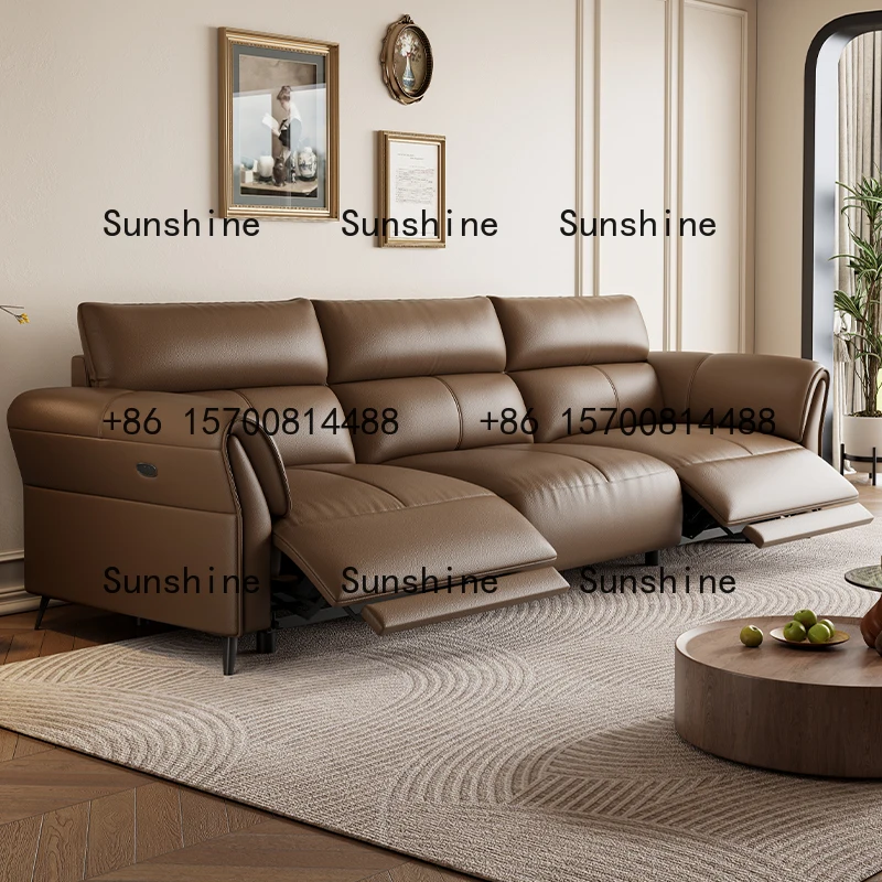 TS.Italian Design Brown Sofas Electric Reclining Luxury Armchair Salon Sofas Puffs Double Lounges Divano 2 Posti Home Furniture