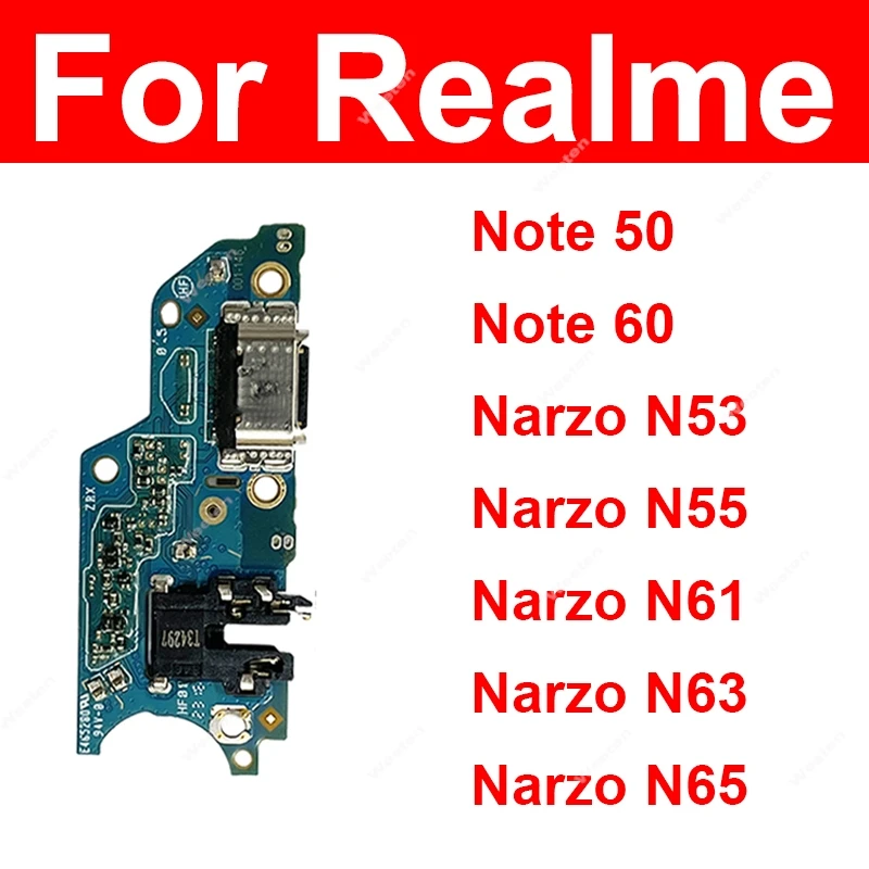 Placa de Carregamento USB para Realme Note 50 60 N53 N55 N61 N63 N65, Cabo Flexível de Conexão USB, Substituição da Porta de Conexão USB