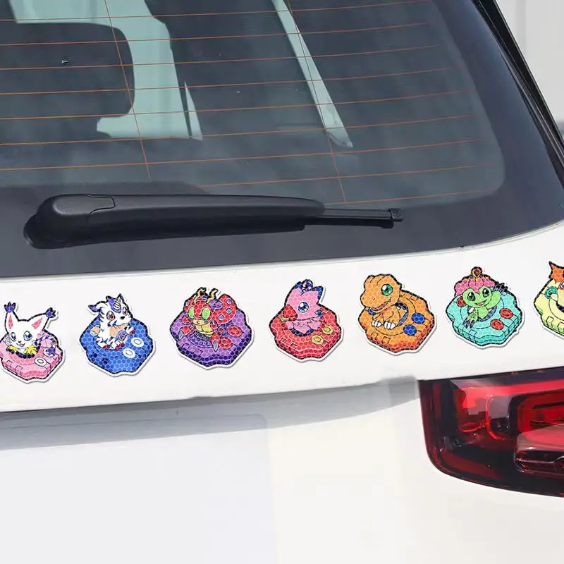 Digimon Anime Cartoon Creative Reflective Sticker for Electric Scooters, Decorative Motorcycle Scratch-Proof Waterproof Sticker view 2