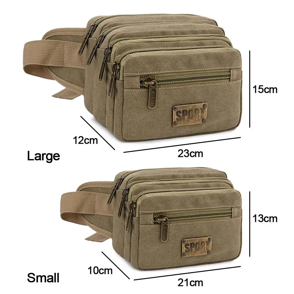 Large Capacity Waist Bags Fashion Multifunction Canvas Mobile Phone Pocket Cashier Bag Travel Crossbody Bags Outdoor Running Bag