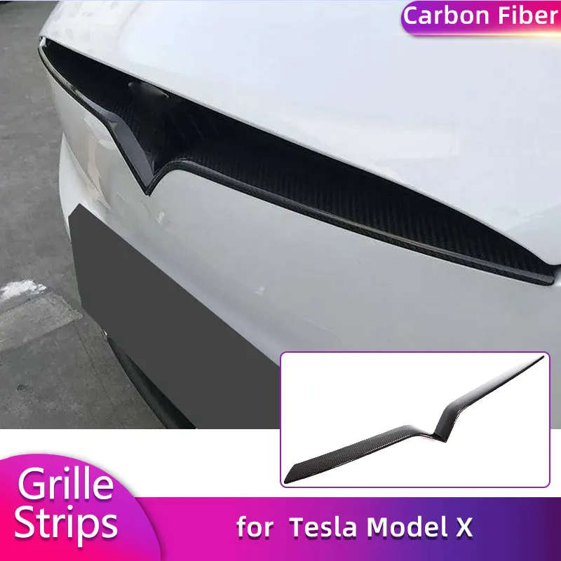 

Carbon Fiber Front Bumper Grille Strips for Tesla Model X 2016-2023 Car Racing Front Center Grill Mesh Cover Trims Body Kit