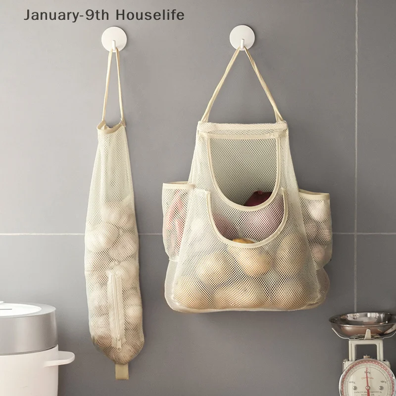 Mesh Pocket Storage Bag Kitchen Household Sundries Hanging Bag Large-capacity Storage Mesh Bag