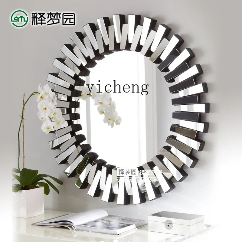 W29- three dimensional hanging mirror decorative entrance bathroom mirror round neoclassical postmodern style