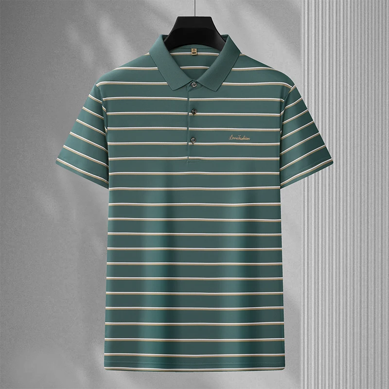 2024 Summer New Short-Sleeved T-shirt Men's Polo Collar Stripes Design Classic Fashion Casual Business Polo Shirt