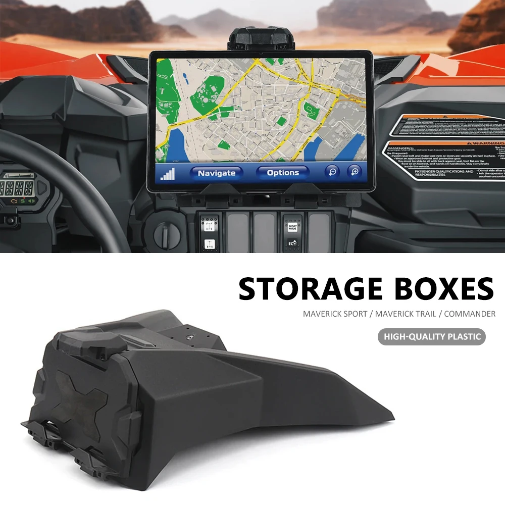 New UTV Electronic Device Tablet Holder Storage Box Black Accessories For Can Am Maverick Sport Trail 800 1000 R Commander MAX