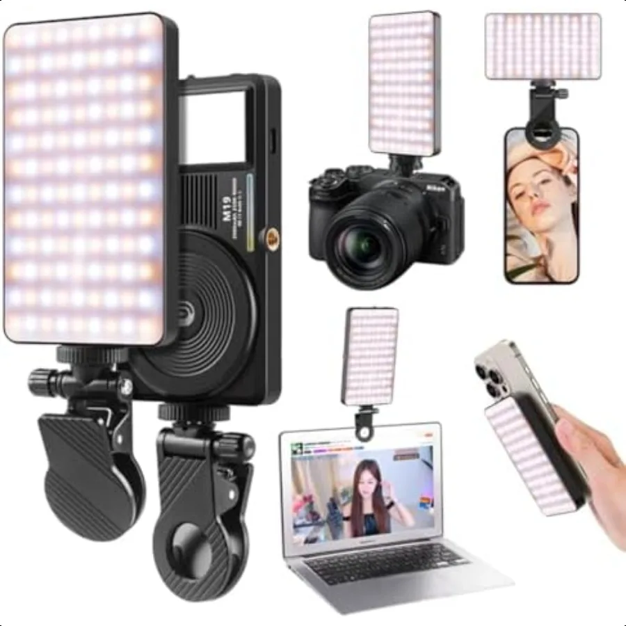 

M19 LED Camera Light OnCamera Video Lights Portable Light for PhotographyVideotaping Dual Sided Selfie Fill Light 3000mAh CRI 9