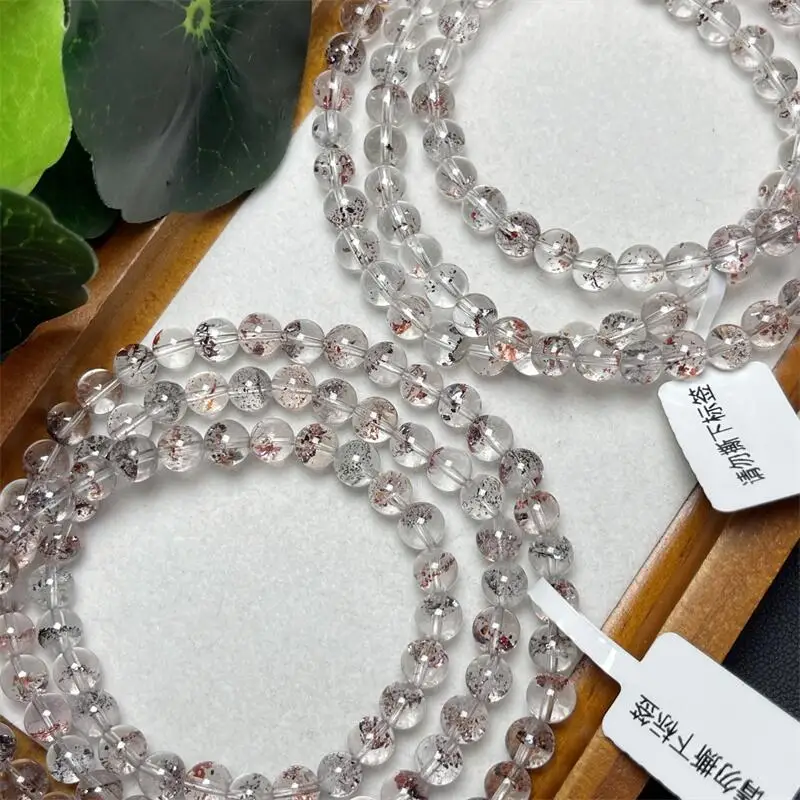 

6MM Natural Gold Strawberry Quartz Triple Circle Bracelet Handmade Stretch Rope Luxury Jewelry Energy Healing Gift 1PCS