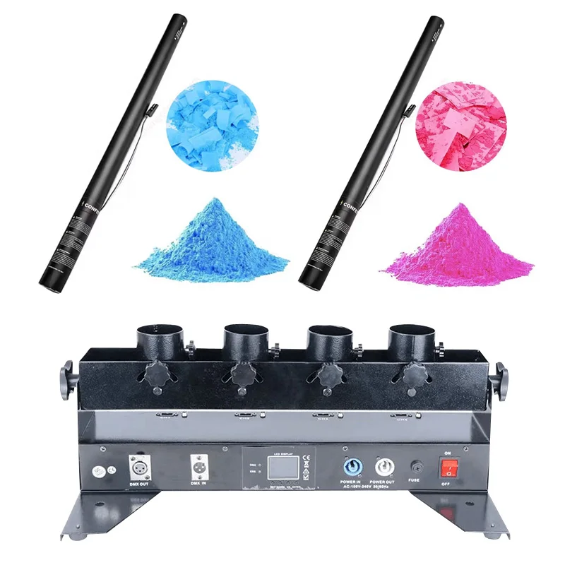 

Four Heads Stage Confetti Blaster 4 Head Electronic Fireworks DMX512 Confetti Machine for Wedding Disco Party Nightclub