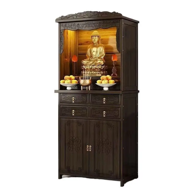 LMM household Buddhist niche new Chinese vertical cabinet for Bodhisattva cabinet with door