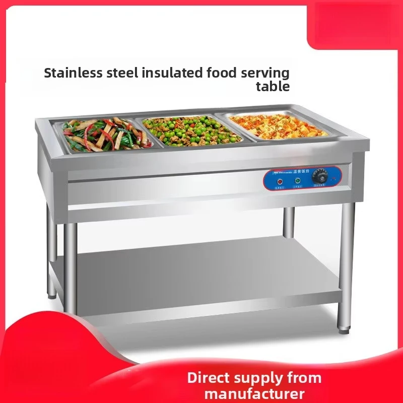 Commercial fast food insulation dining table stainless steel silver automatic temperature control electric heating vertical