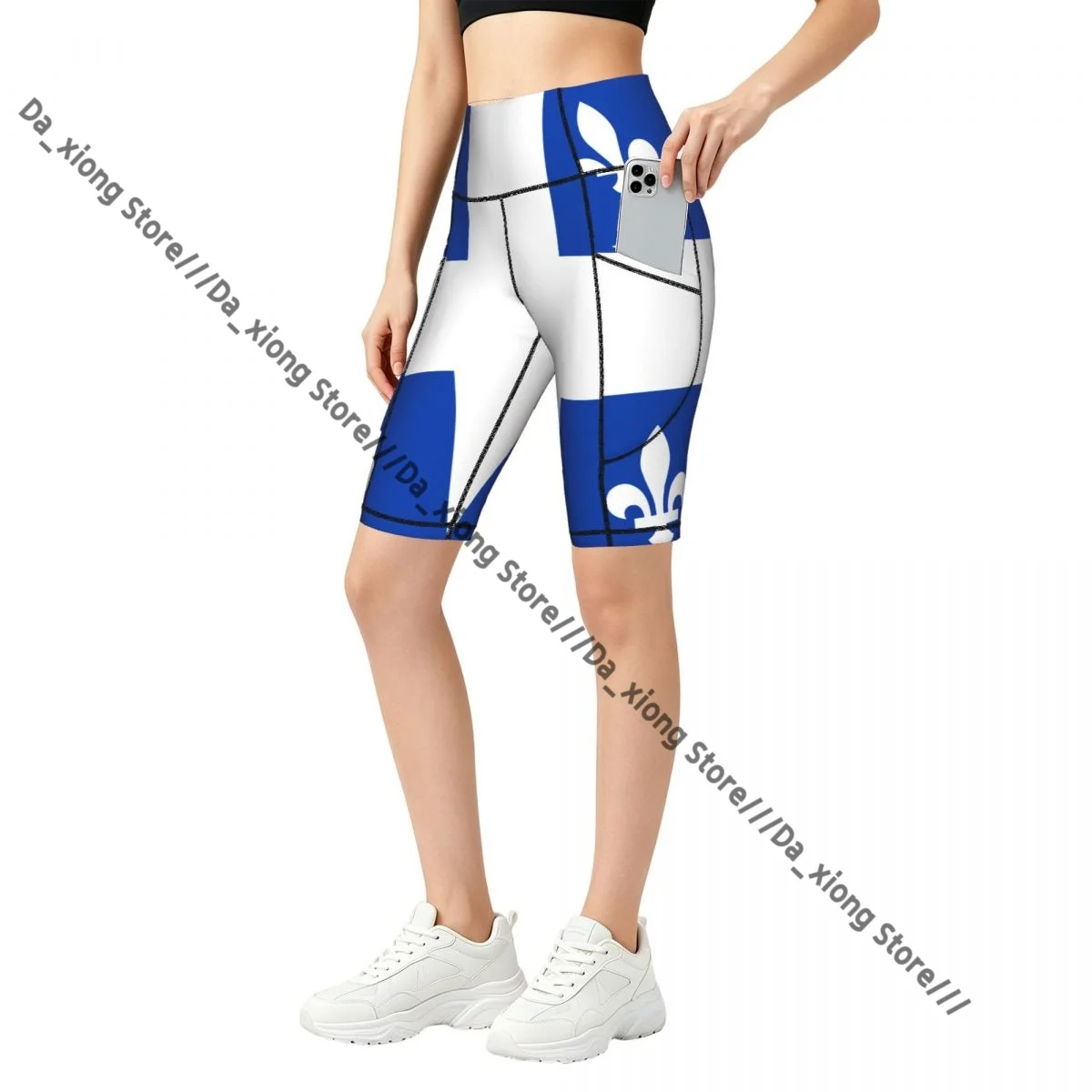 Women High Waist Yoga Shorts Flag Of Quebec Stretch Hip Lifting Quick Dry Fitness Sports Shorts