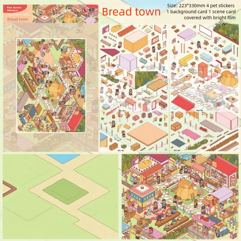 Multicolor 3D Micro Landscape Sticker Plus Size PET Miniature Scene Collage Cartoon Pattern Decompression