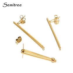 10pcs Gold Color Fashion Women Earrings Findings Stainless Steel Stud Earring Long Stick Connector Pendant DIY Jewelry Making